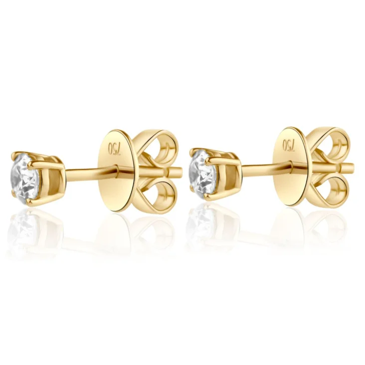 Puces d'oreilles solitaire Excellence en Or jaune 750/1000 & Diamants