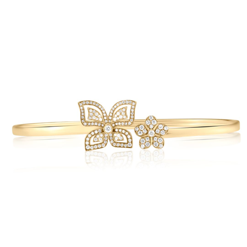 Bracelet Jonc en Or rose 750/1000 & diamants.