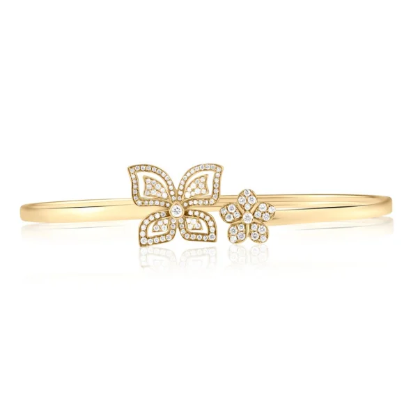 Bracelet Jonc en Or rose 750/1000 & diamants.