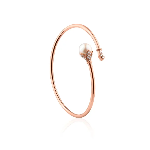 Bracelet jonc Or rose 750/1000, Diamants & FWP