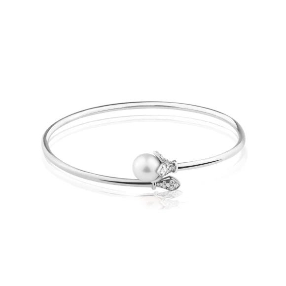 Bracelet jonc Or gris 750/1000, Diamants & FWP