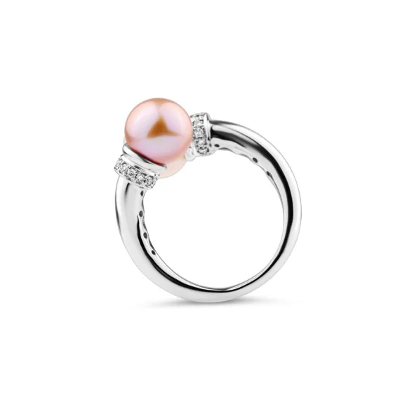 Bague toi & moi Excellence Or gris 750/1000 ornée de 2 perles de culture