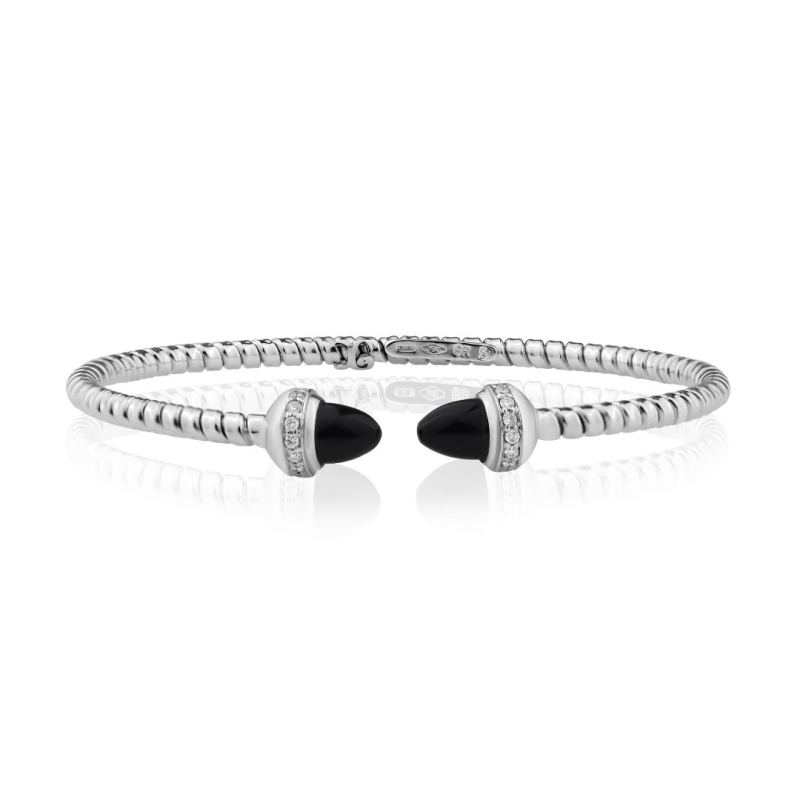 Bracelet Excellence Or gris 750/1000, Diamants & Onyx