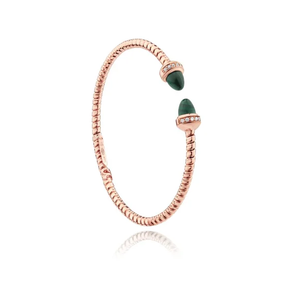 Bracelet Excellence Or rose750/1000, Diamants & Malachite