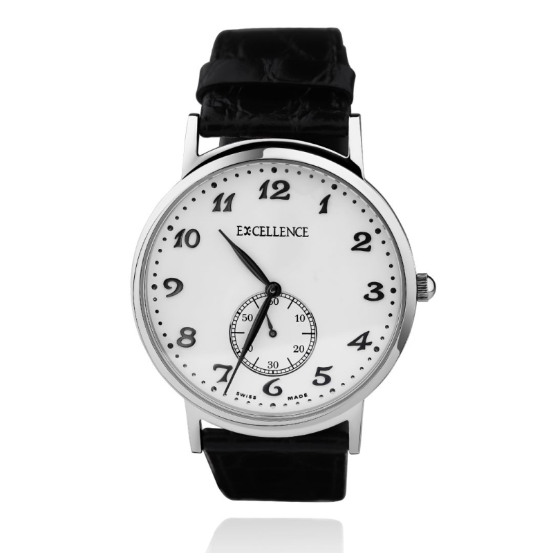 Montre Excellence Acier & Cuir Noir