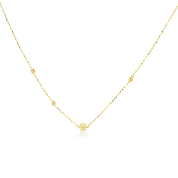 Collier cubes Excellence Or jaune 750/1000 & Diamants