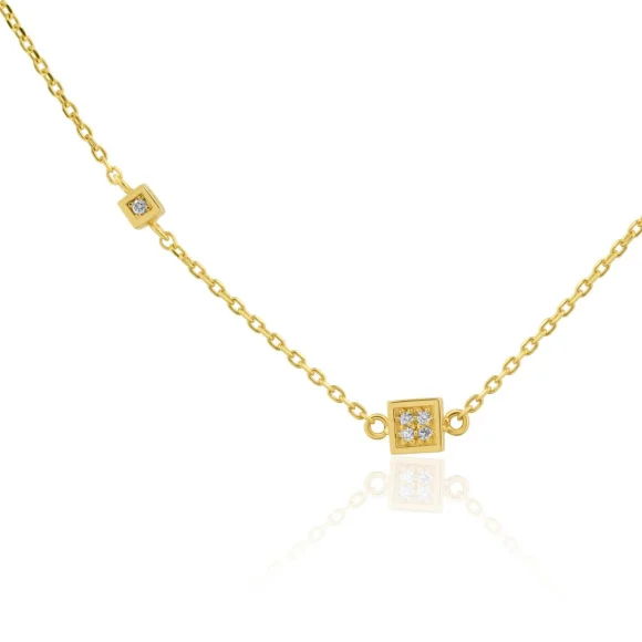 Collier cubes Excellence Or jaune 750/1000 & Diamants