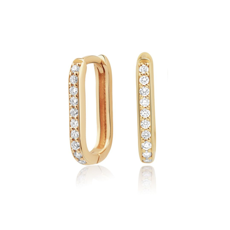 Créoles ovale Excellence Or jaune 750/1000 serties de diamants