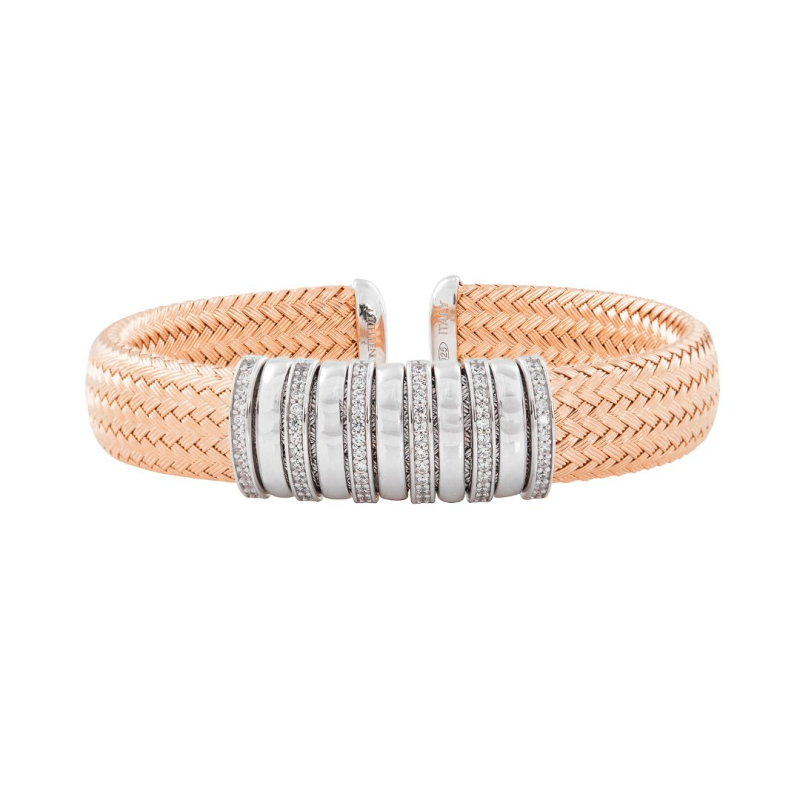Bracelet Treccia Excellence en argent 925 rhodié en rose et gris