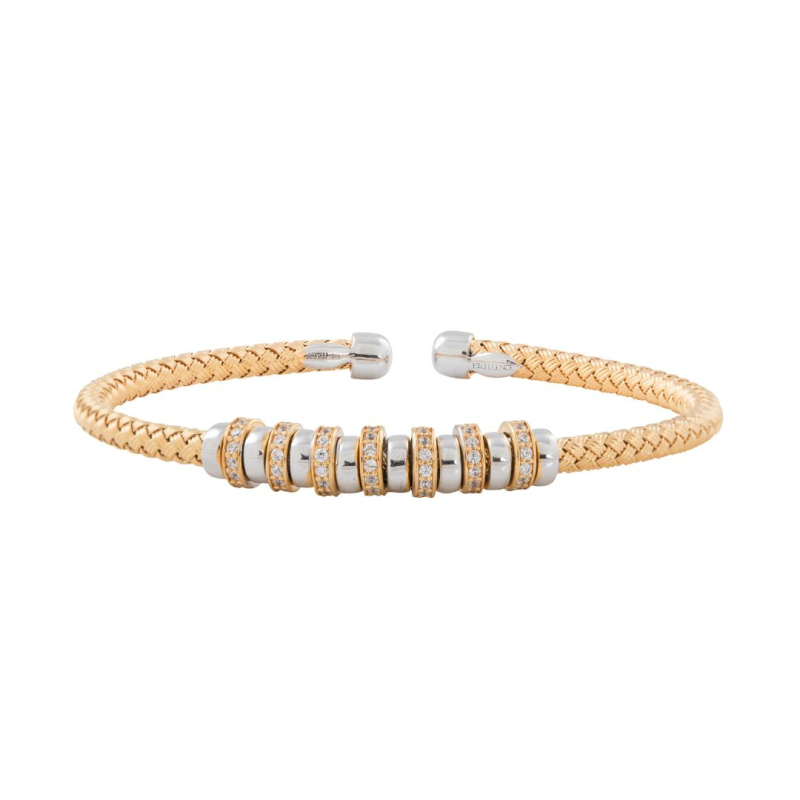 Bracelet Treccia Excellence en argent 925 rhodié en gris et vermeil - Taille Small