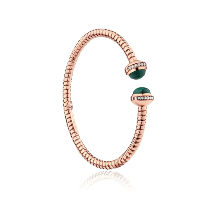 Bracelet Excellence Or rose750/1000, Diamants & Malachite 2