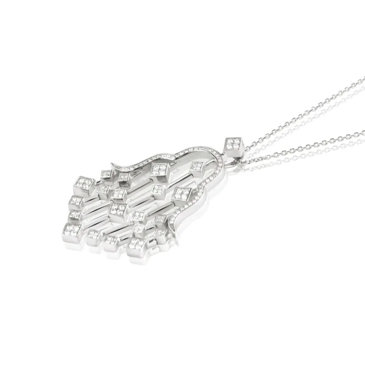 PENDENTIF EXCELLENCE OR GRIS 750/1000 & DIAMANTS 2