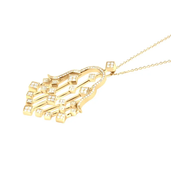 PENDENTIF EXCELLENCE OR JAUNE 750/1000 & DIAMANTS