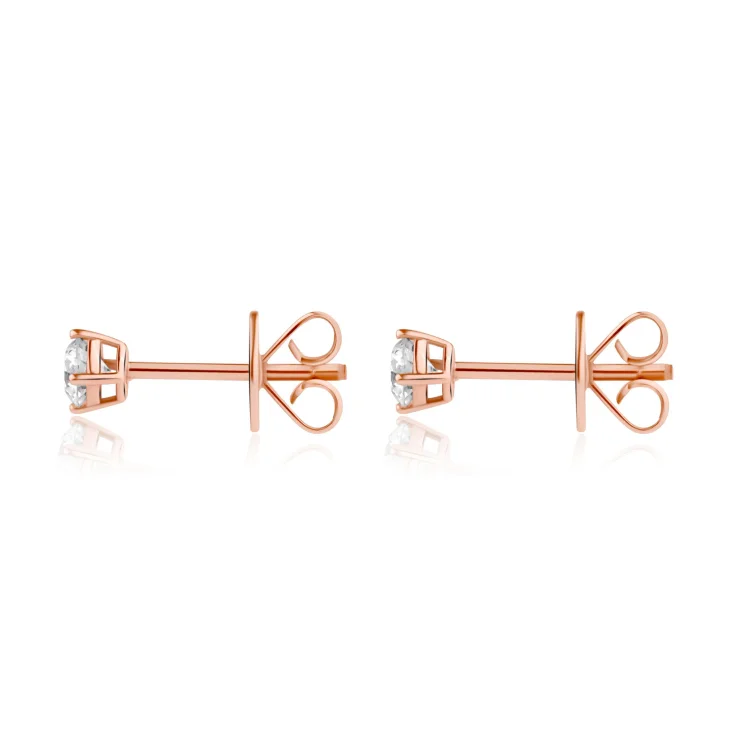 Puces d'oreilles solitaire Excellence en Or rose 750/1000 & Diamants 2