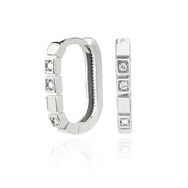 Créoles ovale Excellence Or gris 750/1000 & Diamants