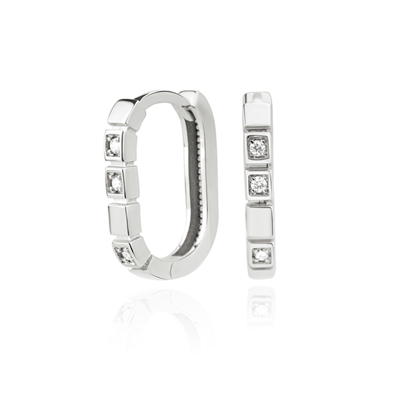 Créoles ovale Excellence Or gris 750/1000 & Diamants