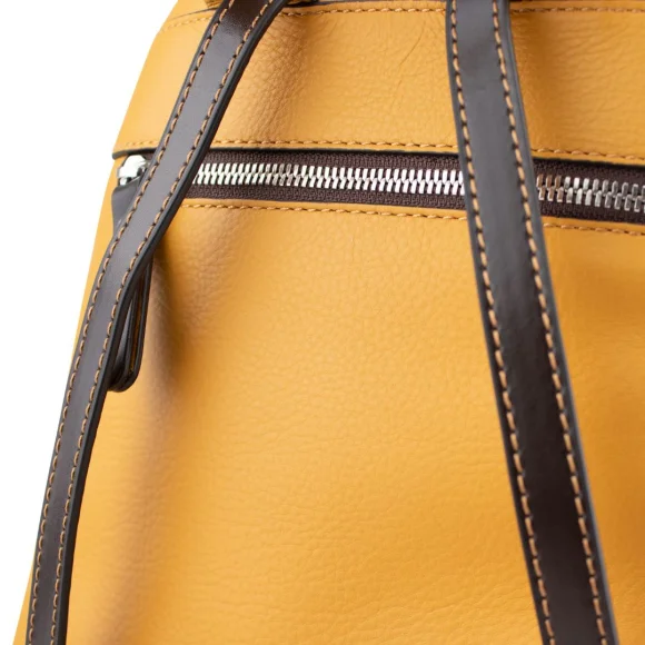 Sac a dos Excellence cuir véritable Italie moutarde