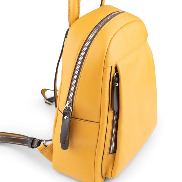 Sac a dos Excellence cuir véritable Italie moutarde 2