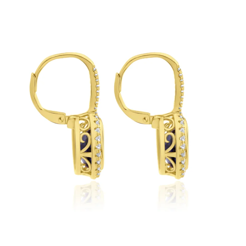 Boucles serties d'un Saphir synthétique Boucles serties d'un Saphir synthétique