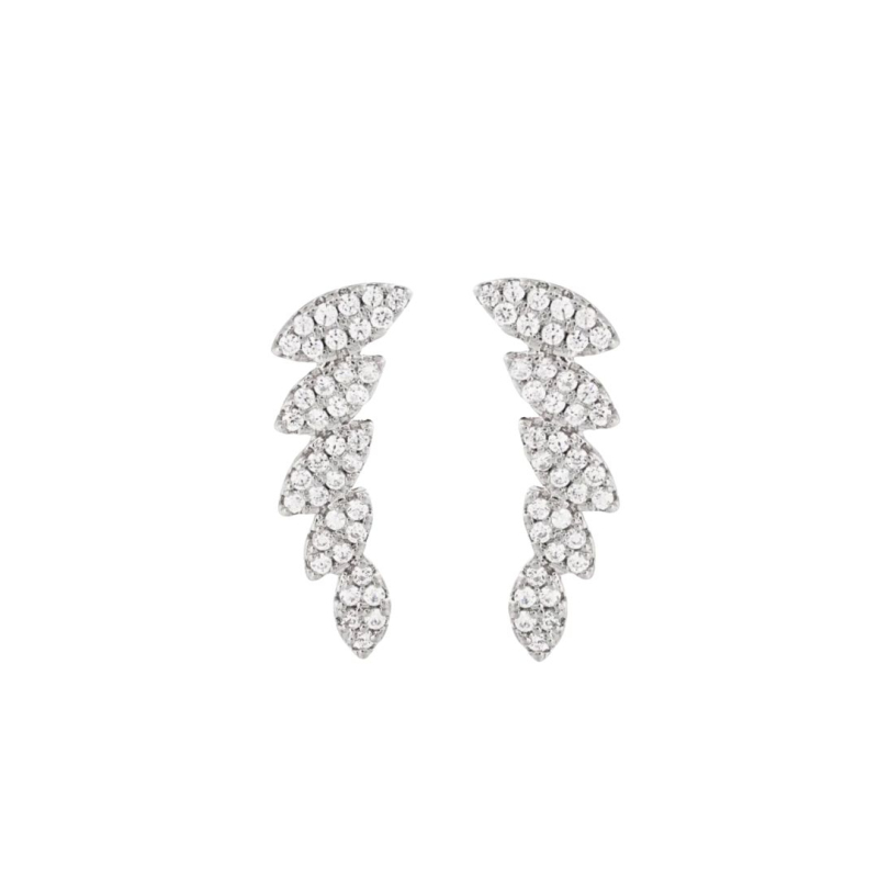 Boucles d'oreilles feuilles d'olivier Excellence Argent 925 Rh