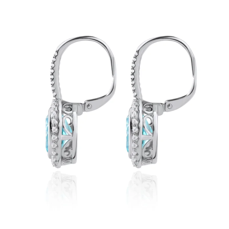 Boucles serties de aquamarine synthétique Boucles serties de aquamarine synthétique