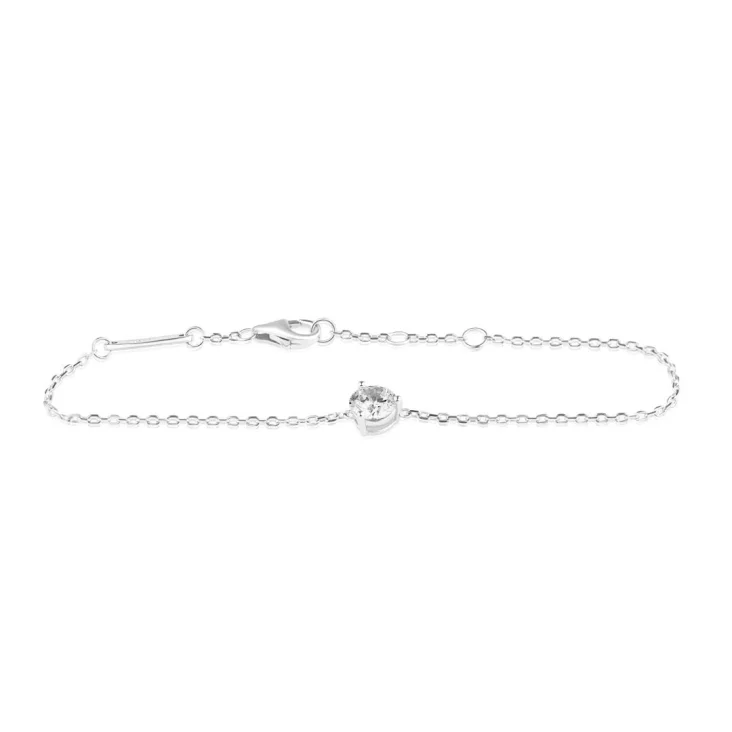 Gourmette solitaire Excellence Argent 925 Rh