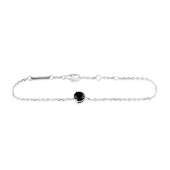 Gourmette solitaire Excellence Argent 925 Rh Bk