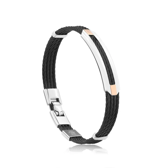 Bracelet rigide Excellence Acier 316L & Or 750/1000 - Small