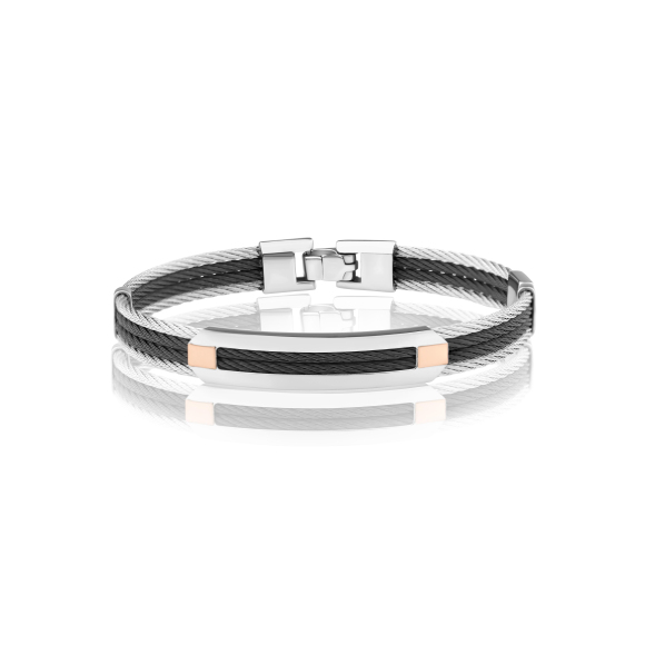 Bracelet rigide Excellence Acier 316L & Or 750/1000 - Medium