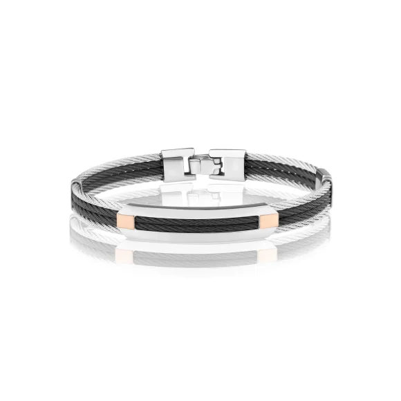 Bracelet rigide Excellence Acier 316L & Or 750/1000 - Small