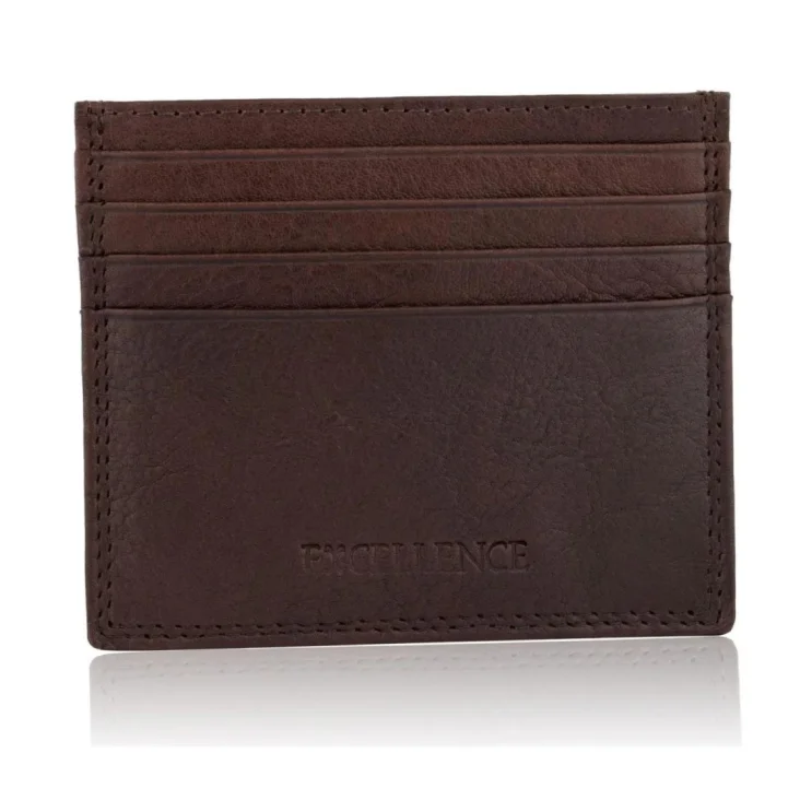 Porte Carte Excellence en Cuir veritable Italie Marron