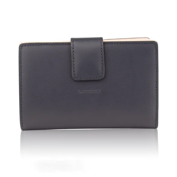 Portefeuille Excellence en Cuir de veau Italien bleu