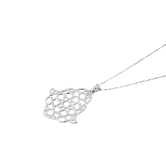 Pendentif Khmissa Excellence Or gris 18K