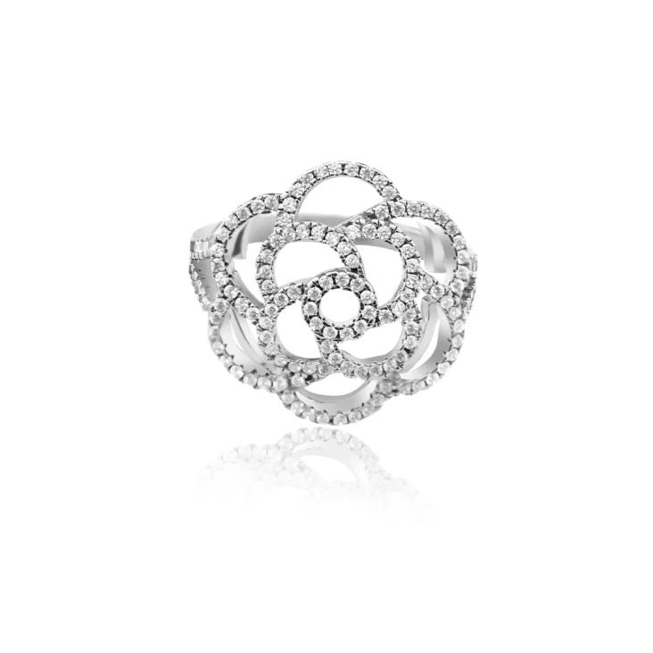 Bague Camélia Excellence Argent 925 Rh