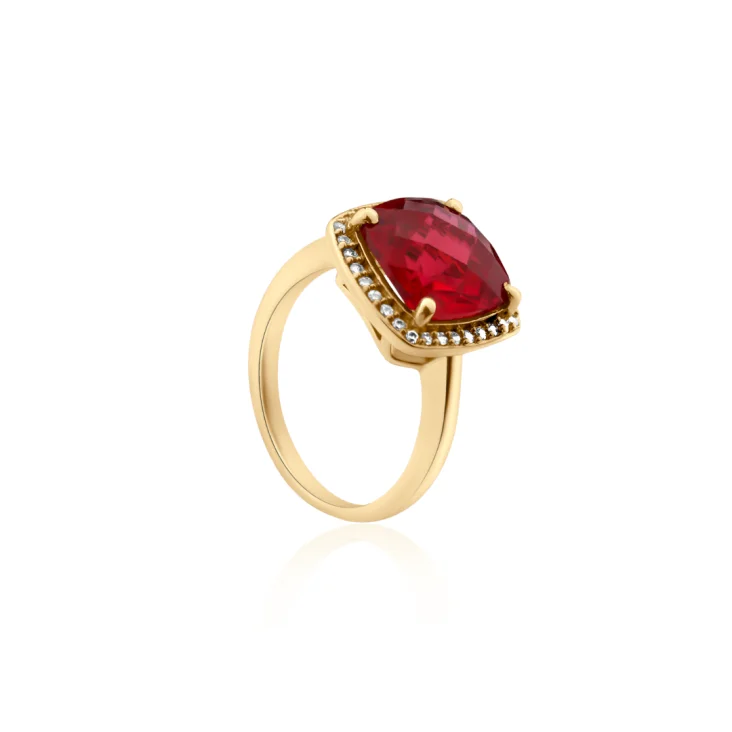 Bague Coussin Excellence Plaqué Or 18K 3Mic & RB 2