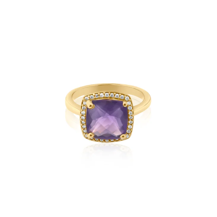 Bague Coussin Excellence Plaqué Or 18K 3Mic & AMT