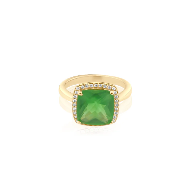 Bague Coussin Excellence Plaqué Or 18K 3Mic & EMR