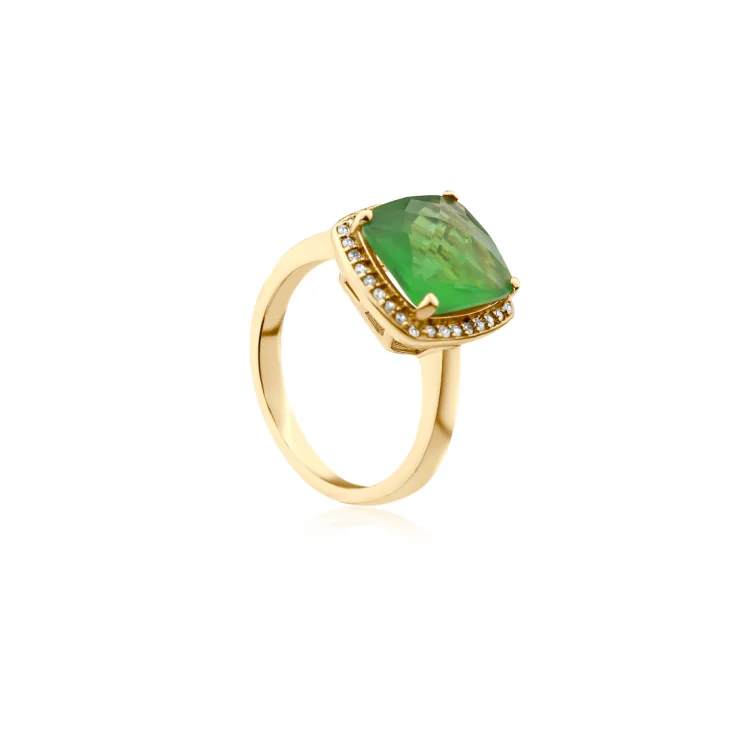 Bague Coussin Excellence Plaqué Or 18K 3Mic & EMR 2