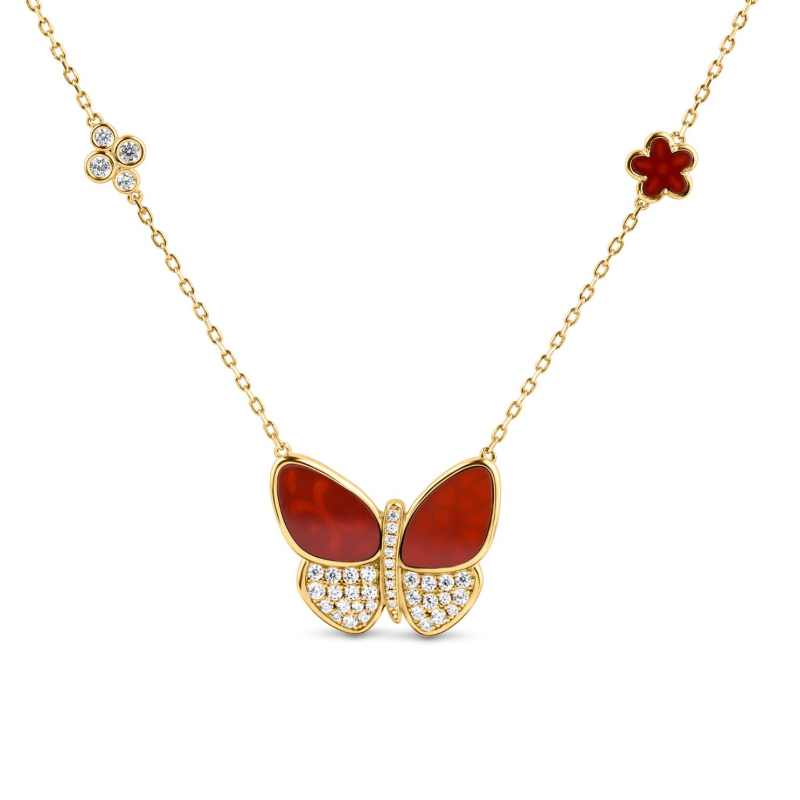 Collier Papillon Excellence Plaqué Or 18K 3Mic & GRN