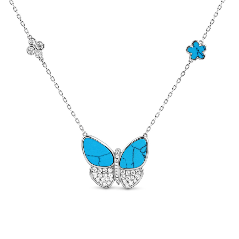 Collier Papillon Excellence Argent 925 Rh & TRQ