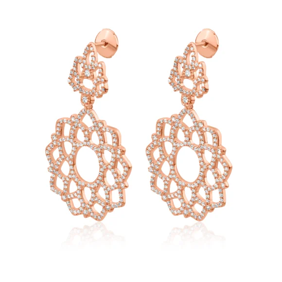 Boucles d'oreilles ovale pendantes Excellence Argent 925 R.Gold