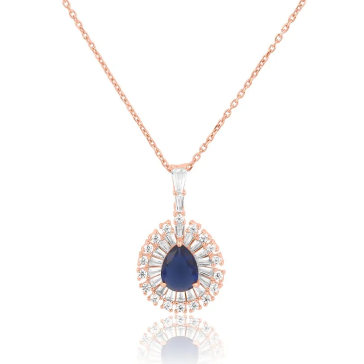 Pendentif poire Excellence Argent 925 R.gold & BLU SPN