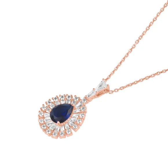 Pendentif poire Excellence Argent 925 R.gold & BLU SPN