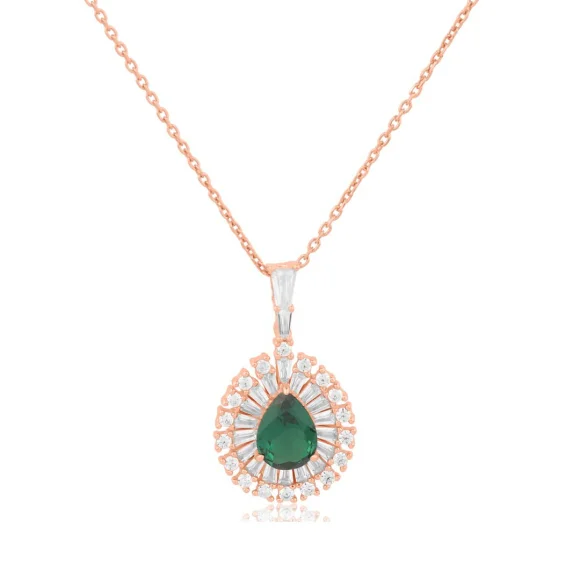 Pendentif poire Excellence Argent 925 R.Gold & EMR