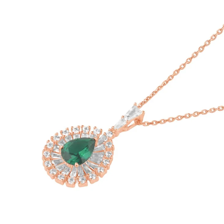 Pendentif poire Excellence Argent 925 R.Gold & EMR 2
