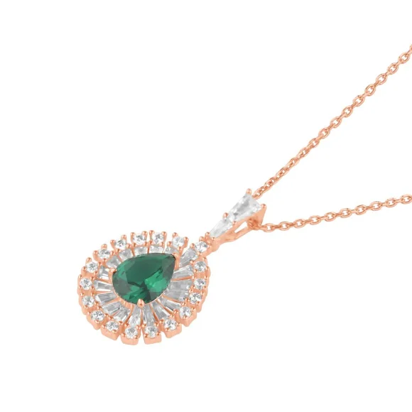 Pendentif poire Excellence Argent 925 R.Gold & EMR