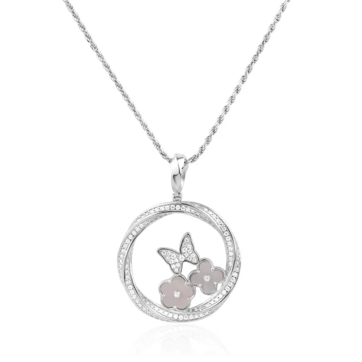 Pendentif twist Excellence Argent 925 Rh & MOP