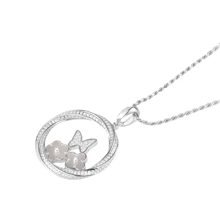 Pendentif twist Excellence Argent 925 Rh & MOP 2