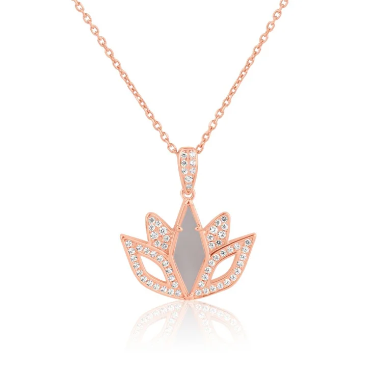 Pendentif Tulipe Excellence Argent 925 R.Gold & MOP