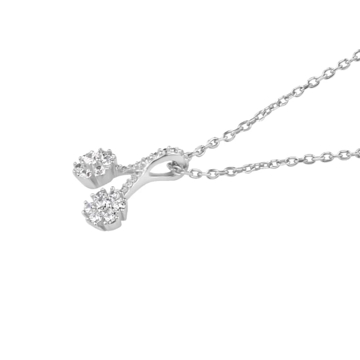 Pendentif double marguerite Excellence Argent 925 Rh 2